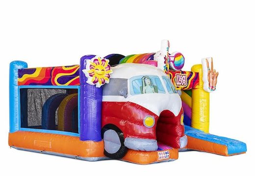Commandez un coussin d'air gonflable avec toboggan sur le thème Hippy avec volkswagen van pour enfants