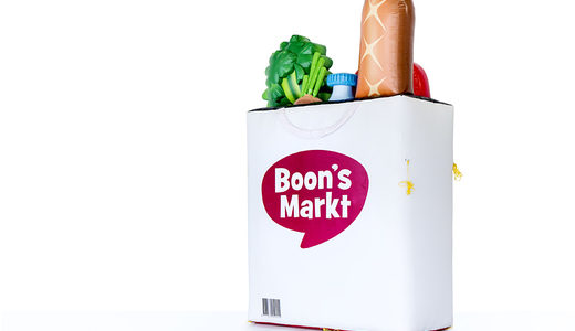 Achetez en ligne une réplique de produit gonflable de sac à provisions Boon's Markt personnalisé. Obtenez vos promotions gonflables en ligne chez JB Gonflables France