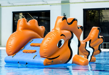 Unieke luchtdichte opblaasbare kleine glijbaan in thema clownvis bestellen voor zowel jong als oud. Koop opblaasbare zwembadspelen nu online bij JB Inflatables Nederland 
