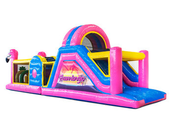 Stormbaan in thema Flamingo voor kids bestellen. Koop opblaasbare stormbanen nu online bij JB Inflatables Nederland