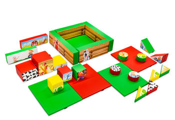 Softplay set XL Farm thema kleurrijke blokken om mee te spelen