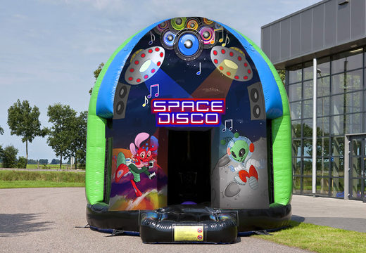 Château gonflable disco de 3,5 m sur le thème de l'espace pour les enfants. Commandez des château gonflable avec musique chez JB Gonflables France