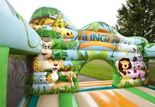 Toboggan sur le thème du monde de la jungle avec des obstacles 3D pour les enfants. Achetez des toboggans gonflables maintenant en ligne chez JB Gonflables France