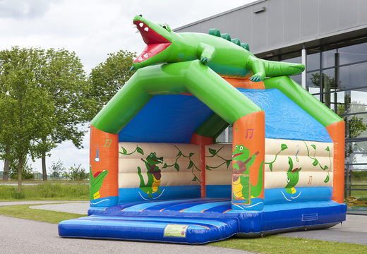 Super château gonflable avec toit sur le thème du crocodile pour les enfants. Achetez des châteaux gonflables en ligne chez JB Gonflables France