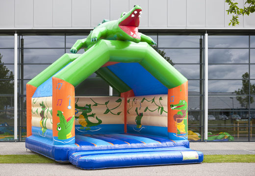 Achetez un super château gonflable couvert d'animations joyeuses sur le thème du crocodile pour les enfants. Commandez des châteaux gonflables en ligne chez JB Gonflables France