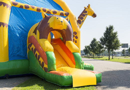 achat en ligne d'un chateau gonflable girafe avec toboggan sur le coté pour les enfants