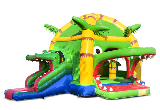 Achat château gonflable d'intérieur multifun super gonflable avec toboggan thème crocodile pour enfant. Commandez des châteaux gonflables en ligne chez JB Gonflables France