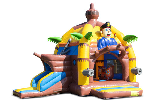 Achetez un château gonflable d'intérieur multifun super gonflable avec toboggan sur le thème des pirates pour les enfants. Commandez des châteaux gonflables en ligne chez JB Gonflables France
