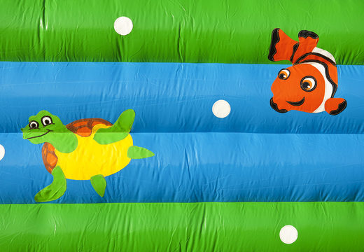 Commandez des château gonflable de tortue standard uniques avec un objet 3D sur le dessus pour les enfants. Achetez des châteaux gonflables en ligne chez JB Gonflables France