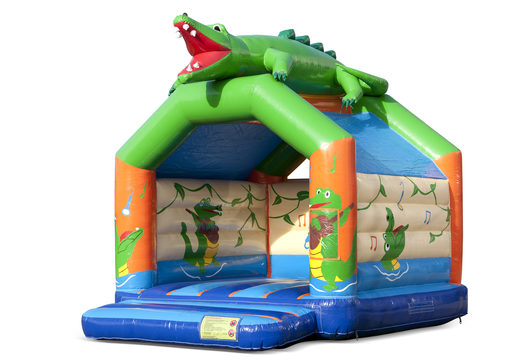 Commandez des château gonflable en crocodile standard avec un objet 3D sur le dessus pour les enfants. Achetez des châteaux gonflables en ligne chez JB Gonflables France