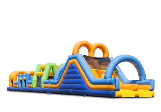 Achetez un double parcours d'obstacles gonflable de 27 mètres de long aux couleurs gaies pour les enfants. Commandez des parcours d'obstacles gonflables maintenant en ligne chez JB Gonflables France