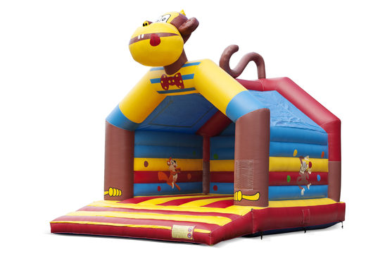 Achetez un grand château gonflable d'intérieur sur le thème des singes pour les enfants. Disponible chez JB Gonflables France en ligne