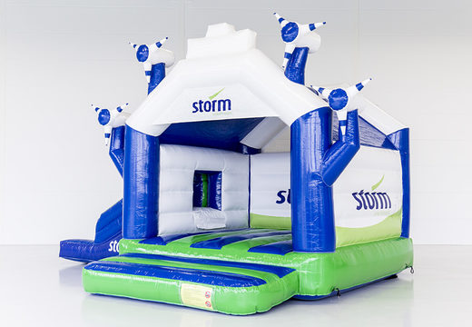 Commandez le Storm - Multifun Windmill châteaux gonflables personnalisés sur mesure avec toboggan dans vos propres couleurs et logo auprès de JB Gonflables France. Demandez maintenant un design gratuit pour les châteaux gonflables sur mersure dans votre identité d'entreprise