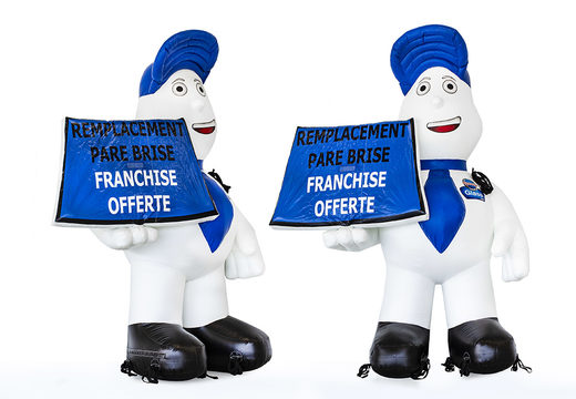 Vente de mascottes gonflables bleu blanc. Commandez des promotions gonflables maintenant en ligne chez JB Gonflables France