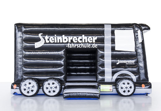 Achetez un château gonflable bus Steinbrecher fashrschule de couleur noire sur mesure pour des événements chez JB Gonflables France. Commandez maintenant des châteaux gonflables sur mersure de différentes formes et tailles
