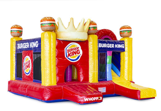 Commandez des châteaux gonflables multijoueurs Burger King sur mesure, y compris 3D, les logos du client dans sa propre identité d'entreprise chez JB Gonflables France. Châteaux gonflables promotionnels de toutes formes et tailles fabriqués chez JB Gonflables France