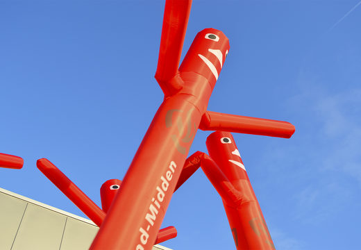 Commandez une danseuse gonflable sur mesure du ciel moyen des pompiers de Gelderland en rouge chez JB Gonflables France. Demandez dès maintenant un design gratuit pour un skydancer gonflable dans votre propre identité d'entreprise