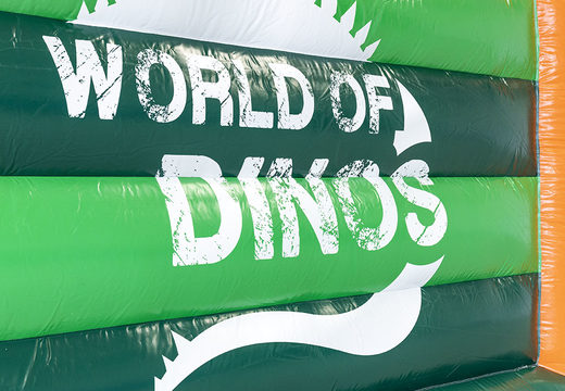 Commandez maintenant le château gonflable World of dinos A Frame Super avec des objets 3D uniques et des illustrations de dinosaures chez JB Gonflables France. Châteaux publicitaires gonflables sur mesure de différentes formes et tailles à vendre