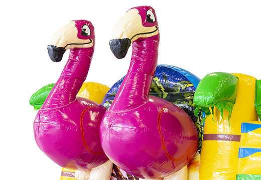 Commandez des châteaux gonflables multiplay Flamingo sur mesure chez JB Gonflables France; spécialiste des objets publicitaires gonflables tels que les châteaux gonflables personnalisés