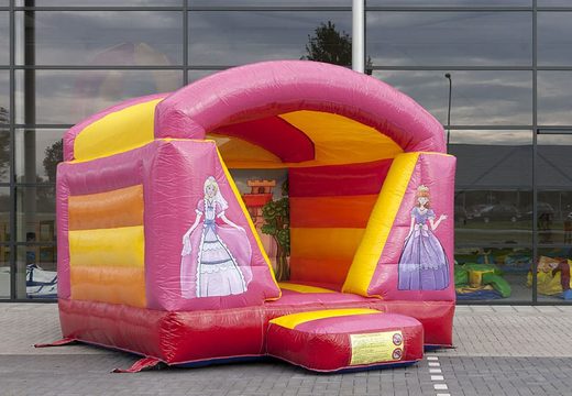Petit château gonflable couvert sur le thème de la princesse rose à vendre. Châteaux gonflables disponibles chez JB Gonflables France en ligne