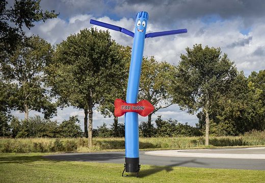 Achetez un lave-auto gonflable de 6 m Airdancers avec flèche directionnelle en bleu chez JB Gonflables France. Commandez des skydancers gonflables aux couleurs et dimensions standard directement en ligne