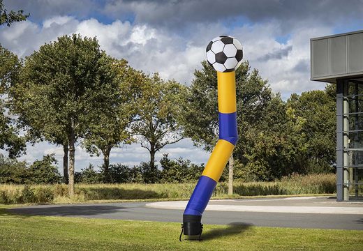 Vente les airdancers 6m avec ballon 3d en bleu et jaune chez JB Gonflables France. Acheter des tubes gonflables standards pour les événements sportifs
