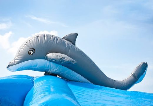 Grande playzone gonflable bleue couverte sur le thème de Seaworld pour les enfants. Commandez desplayzone gonflables en ligne chez JB Gonflables France