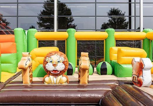 Commandez un parc gonflable coloré sur le thème de la jungle pour les enfants. Achetez des aire de jeux gonflable en ligne chez JB Gonflables France