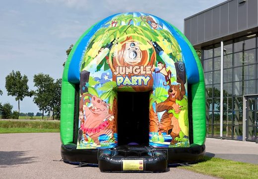 Commandez un château gonflable disco multi-thème de 3,5 m dans le thème Jungle Party pour les enfants. Achetez des château gonflable avec musique en ligne chez JB Gonflables France