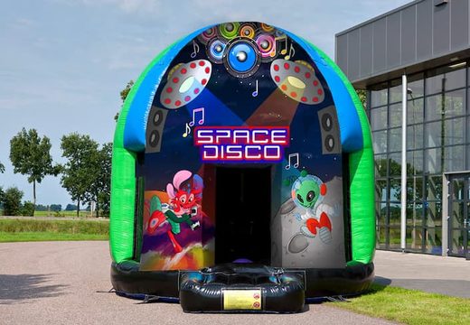 Château gonflable disco multi-thème de 4,5 m sur le thème de l'espace pour les enfants. Commandez des château gonflable avec musique en ligne chez JB Gonflables France