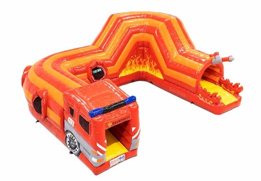Commandez un playzone gonflable en tunnel à ramper sur le thème des pompiers ,pour les enfants. Achetez des playzone gonflables en ligne chez JB Gonflables France