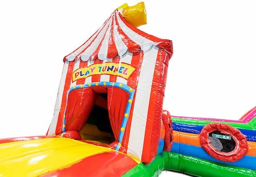 Commandez un playzone gonflable en tunnel à ramper sur le thème du cirque pour les enfants. Achetez des playzone gonflables en ligne chez JB Gonflables France
