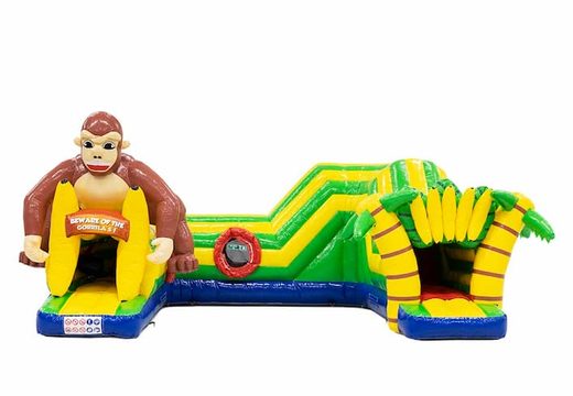 Achetez un grand playzone gonflable pour gorilles avec des obstacles, une piste d'escalade et un toboggan pour les enfants. Commandez des playzone gonflables en ligne chez JB Gonflables France