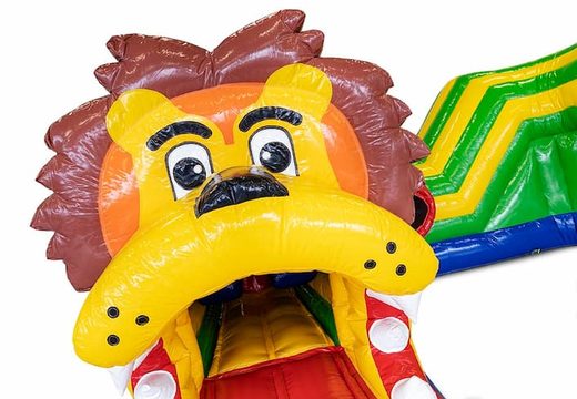 Commandez un playzone gonflable à tunnel rampant sur le thème du lion pour les enfants. Achetez des playzone gonflables en ligne chez JB Gonflables France