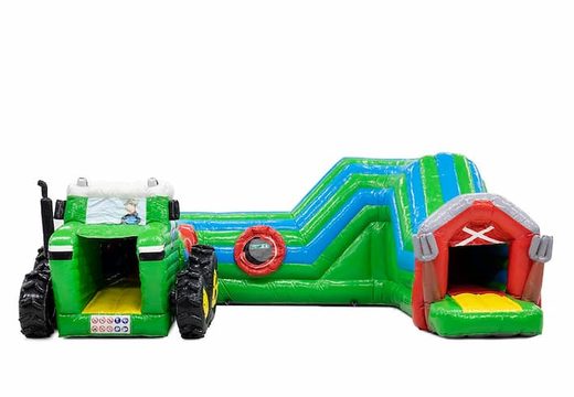 Achetez un grand playzone gonflable en tracteur avec des obstacles, une pente d'escalade et un toboggan pour les enfants. Commandez des playzone gonflables en ligne chez JB Gonflables France