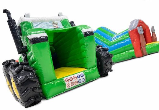 Commandez un playzone gonflable à tunnel rampant sur le thème du tracteur pour les enfants. Achetez des playzone gonflables en ligne chez JB Gonflables France