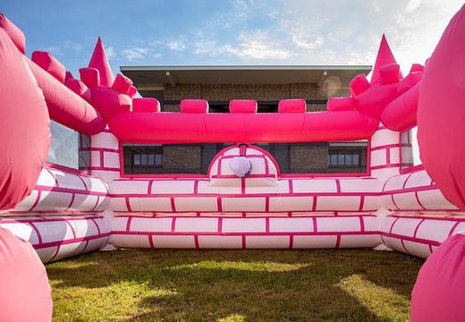 Opblaasbaar open bubble boarding park springkussen met schuim te koop in thema roze prinses kasteel castle voor kinderen
