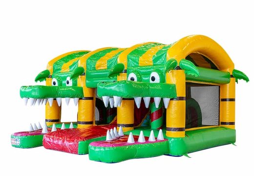 Achetez un château gonflable géant xxl d'intérieur avec toboggan sur le thème du crocodile pour les enfants. Commandez des château gonflable XXL en ligne chez JB Gonflables France