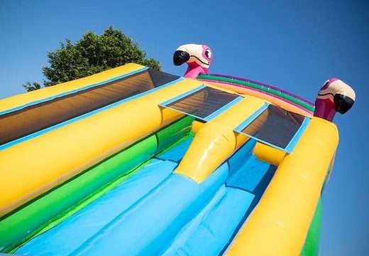 Commandez Drop & Slide Jungle château gonflable avec double toboggan pour enfants. Acheter des châteaux gonflables en ligne chez JB Gonflables France