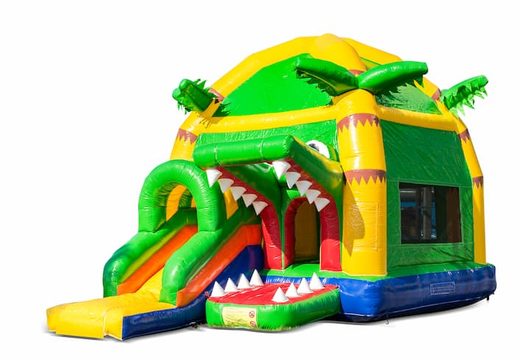 Achat château gonflable d'intérieur maxifun vert jaune à thème super crocodile pour enfant. Commandez des châteaux gonflables maintenant en ligne chez JB Gonflables France