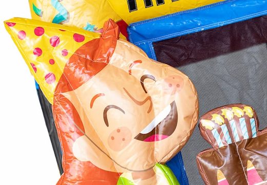 Achetez une mini multiplay sur le thème de la fête avec toboggan pour enfants. Commandez des mini château gonflable en ligne chez JB Gonflables France