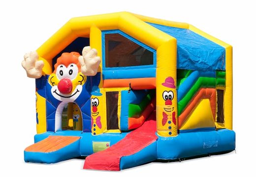 Achetez un châteaux gonflables multiplay d'intérieur avec toboggan dans le thème du clown pour les enfants. Commandez des toboggan châteaux gonflables en ligne chez JB Gonflables France