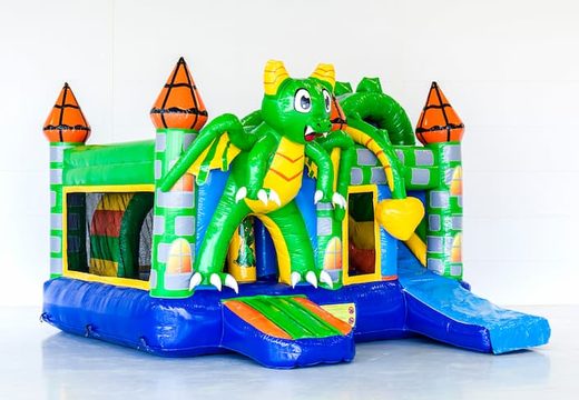 Commandez un châteaux gonflables multiplay sur le thème du dragon avec toboggan pour enfants. Achetez des toboggan châteaux gonflabl en ligne chez JB Gonflables France