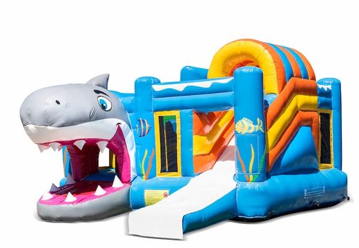 Achetez un châteaux gonflables multiplay château gonflable multijoueur ouvert sur le thème du requin requin avec toboggan pour enfants. Commandez des toboggan châteaux gonflables en ligne chez JB Gonflables France