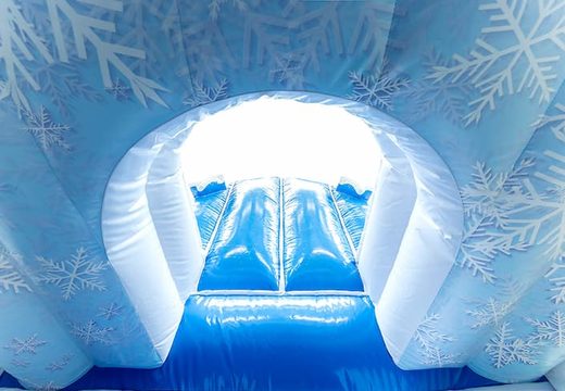 Klein overdekt opblaasbaar multiplay springkussen met glijbaan kopen in thema Frozen voor kinderen
