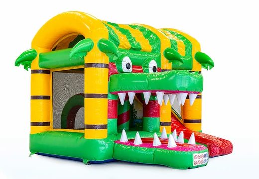 Mini château gonflable multijoueur sur le thème du crocodile pour les enfants. Commandez des petit château gonflable avec toboggan en ligne chez JB Gonflables France