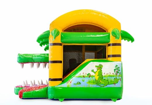 Commandez un mini château gonflable en crocodile avec toboggan pour enfants. Achetez des mini multiplay en ligne chez JB Gonflables France