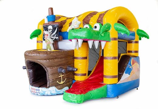 Achetez un petit château gonflable multijeux gonflable d'intérieur sur le thème des pirates avec toboggan pour enfants. Commandez des mini château gonflable en ligne chez JB Gonflables France