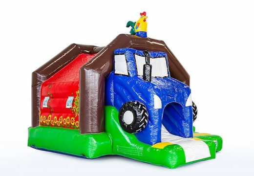 Achetez un château gonflable toboggan combo sur le thème de la ferme pour les enfants. Château gonflables avec toboggan à vendre chez JB Gonflables France