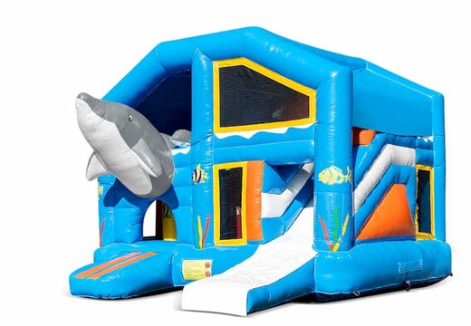 Achetez un châteaux gonflables multiplay d'intérieur avec toboggan sur le thème des dauphins pour les enfants. Commandez des toboggan châteaux gonflables en ligne chez JB Gonflables France
